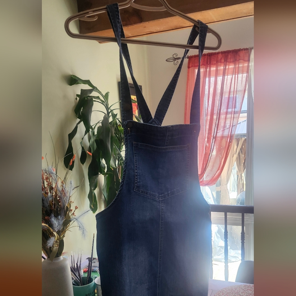 Dark Blue Denim Overall Short Dress